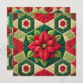 Invitation Imprimable Hexagon Patchwork Poinsettia Scrapbook (Devant / Derrière)