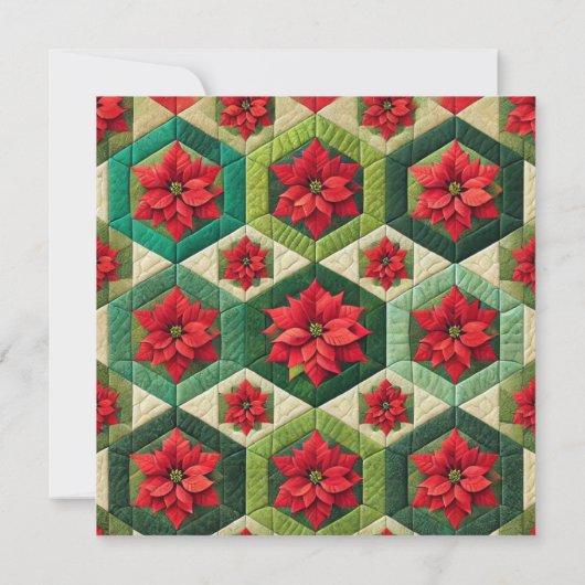 Invitation Imprimable Hexagon Patchwork Poinsettia Scrapbook (Dos)