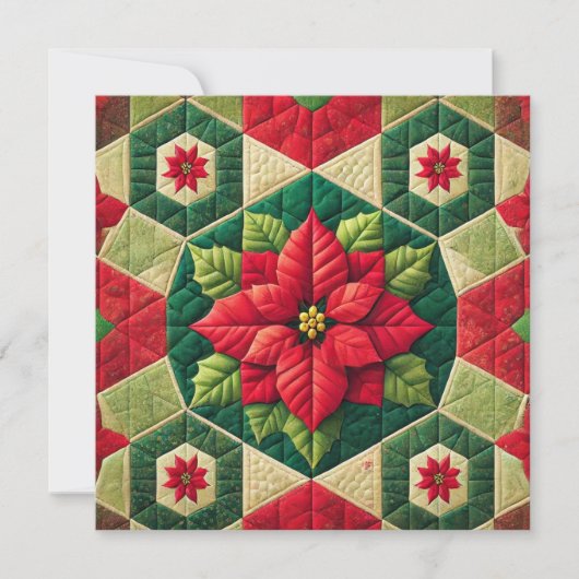 Invitation Imprimable Hexagon Patchwork Poinsettia Scrapbook (Devant)