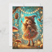 Invitation Imprimable jolie sorcière lunaire Forêt magique (Devant)