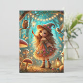 Invitation Imprimable jolie sorcière lunaire Forêt magique (Debout devant)