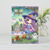 Invitation Imprimable Jolie Sorcière Whimsical Halloween Tea  (Debout devant)