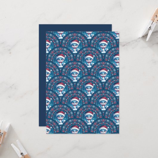 Invitation Imprimable Kawaii Ours de Noël Échelle Mandala Déc (Devant/Arrière en situation)