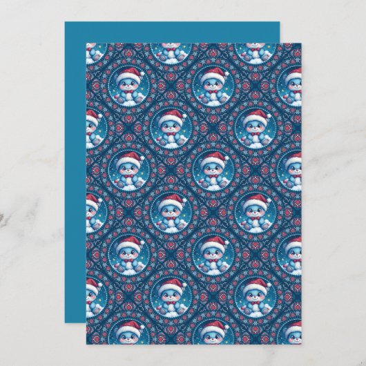 Invitation Imprimable Kawaii Ours Festif Mandala Diamond Tile (Devant / Derrière)