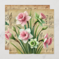 Imprimable Livre de jonquilles rose et verte Vinta