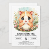 Invitation Imprimable Mignonne Hamster Anniversaire (Devant / Derrière)