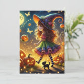 Invitation Imprimable mignonne sorcière lunaire Citrouilles d (Debout devant)