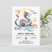 Invitation Imprimable minimaliste Anniversaire du dragon (Debout devant)