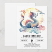 Invitation Imprimable minimaliste Anniversaire du dragon (Devant / Derrière)