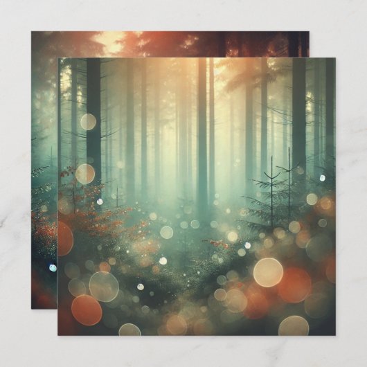 Invitation Imprimable Misty Autumnal Forest Bokeh Scrapbook (Devant / Derrière)