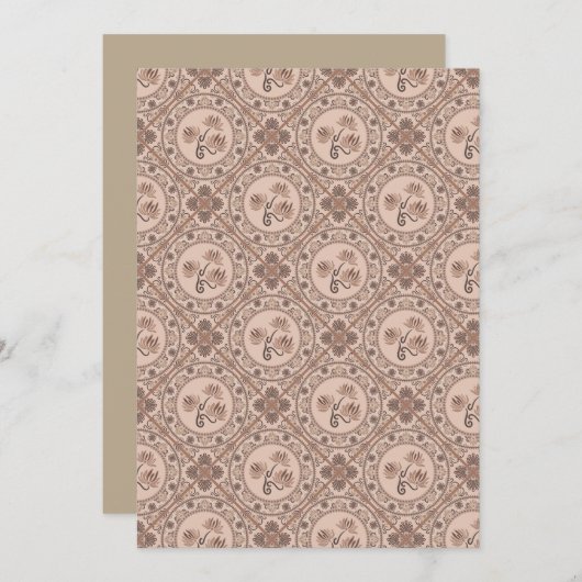 Invitation Imprimable Mocha Rococo Revival Mandala Geo Tile (Devant / Derrière)