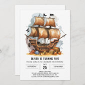 Invitation Imprimable Nautique Fun Pirate Anniversaire (Devant / Derrière)