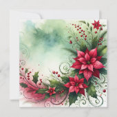 Invitation Imprimable Poinsettia Garland de Noël (Devant)