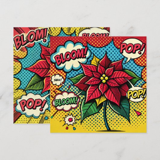 Invitation Imprimable Pop Art Comic Livre Poinsettia Scrapboo (Devant / Derrière)