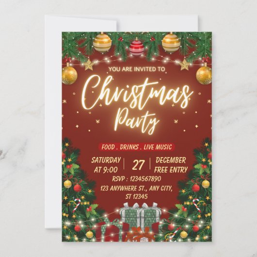 Invitation imprimable pour une soirée de Noël goth (Devant)
