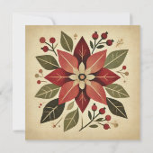 Invitation Imprimable Retro Art populaire Poinsettia Scrapboo (Dos)
