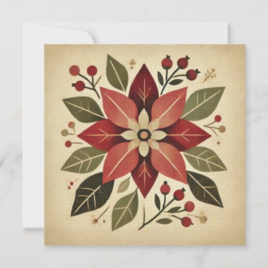 Invitation Imprimable Retro Art populaire Poinsettia Scrapboo (Dos)