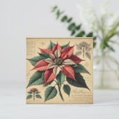 Invitation Imprimable Retro Poinsettia Botanique Scrapbook (Debout devant)