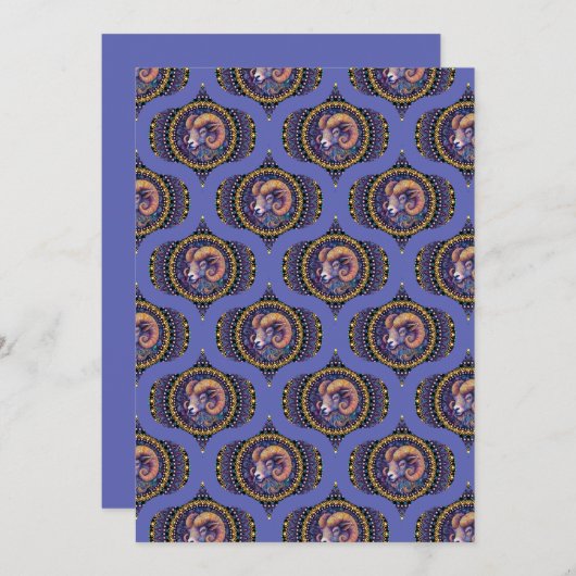 Invitation Imprimable Retro Whimsical Aries Astrologie Mandal (Devant / Derrière)