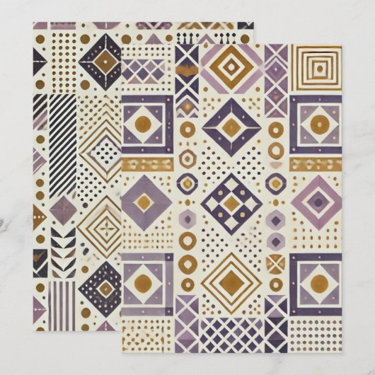 Invitation Imprimable rouge & or Scandinave géométrique (Devant / Derrière)