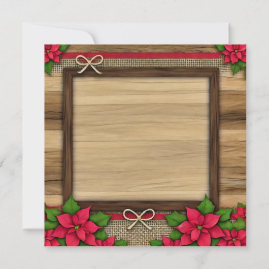 Invitation Imprimable Rustique Poinsettia Frame (Devant)
