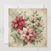 Invitation Imprimable Shabby Chic Linen Poinsettias Scrapbook (Devant)