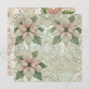 Invitation Imprimable Shabby Chic Poinsettia & Lace