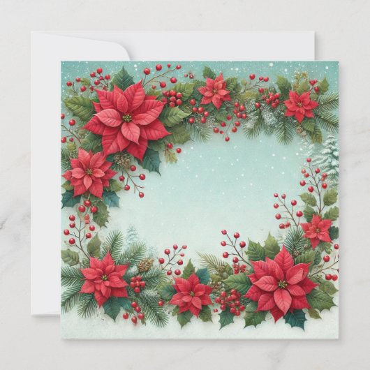 Invitation Imprimable Snowy Poinsettia Frame (Dos)