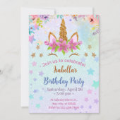 Invitation Imprimable Unicorn Anniversaire Modèle, (Devant)