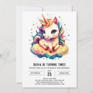 Invitation Imprimable Unicorn Birthday Whimsy