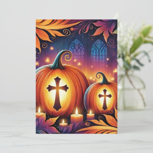 Invitation Imprimable Vibrant Christian Citrouilles d'Hallowe (Debout devant)