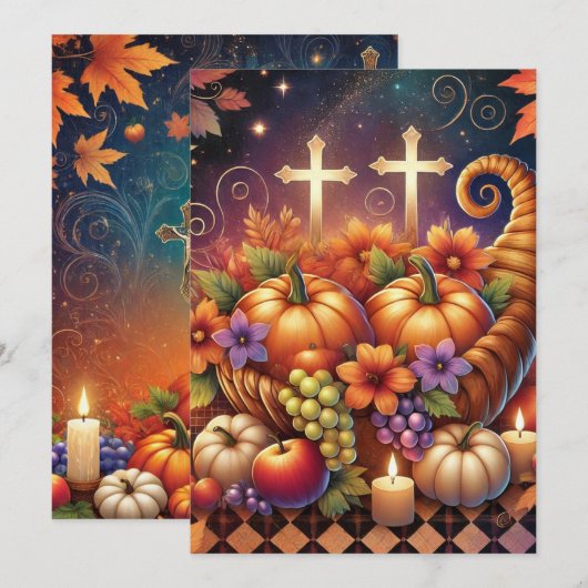 Invitation Imprimable Vibrant Christian Halloween Cornucopia (Devant / Derrière)