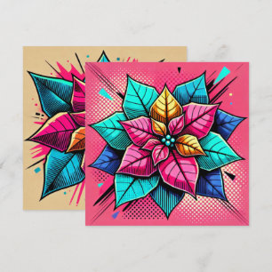 Invitation Imprimable Vibrant Pop Art Poinsettia Scrapbook