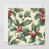 Invitation Imprimable Vintage Christmas Holly papier Motif (Dos)