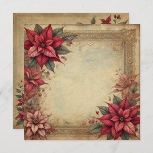 Invitation Imprimable Vintage Papier Poinsettia Frame Scrapbo