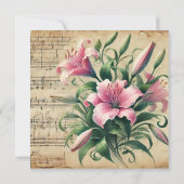 Invitation Imprimable Vintage Pink & Green Lilies (Dos)