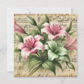 Invitation Imprimable Vintage Pink & Green Lilies (Devant)
