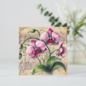 Invitation Imprimable Vintage rose et orchidées vertes (Debout devant)