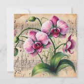 Invitation Imprimable Vintage rose et orchidées vertes (Devant)