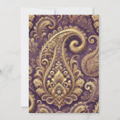 Invitation Imprimable violet & or Victorian Paisley Motif (Devant)