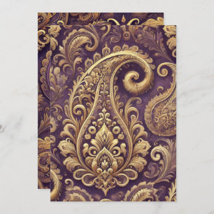 Invitation Imprimable violet & or Victorian Paisley Motif