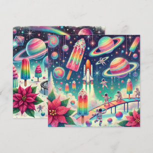 Invitation Imprimable Whimsical Cosmic Poinsettia Scrapbook