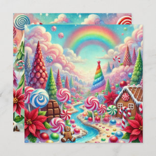 Invitation Imprimable Whimsical Poinsettia Candyland