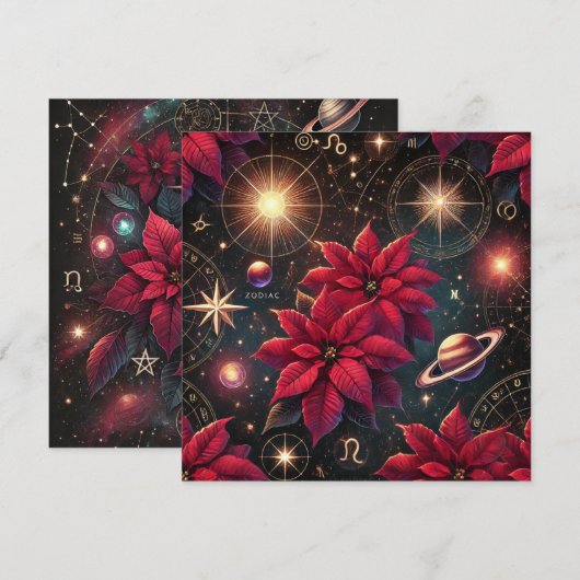 Invitation Imprimable Witchy Celestial Poinsettia Scrapbook (Devant / Derrière)