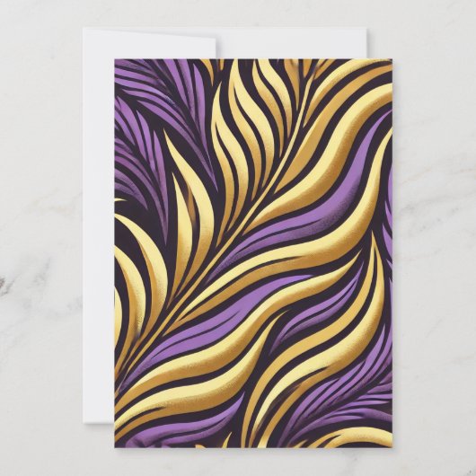 Invitation Imprimable Zebra Stripe Papier violet et or (Dos)