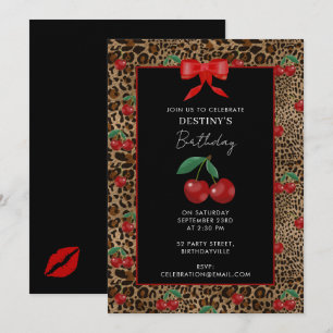 Invitation Imprimé Animal Léopard Guépard Cerise Rouge Annive