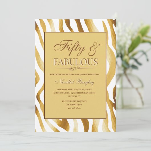 Invitation Imprimé Animalier Doré (Debout devant)