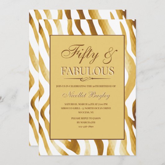 Invitation Imprimé Animalier Doré (Devant / Derrière)