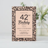 Invitation Imprimé Animalier Léopard Élégant Anniversaire 42 (Debout devant)
