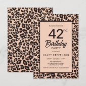 Invitation Imprimé Animalier Léopard Élégant Anniversaire 42 (Devant / Derrière)